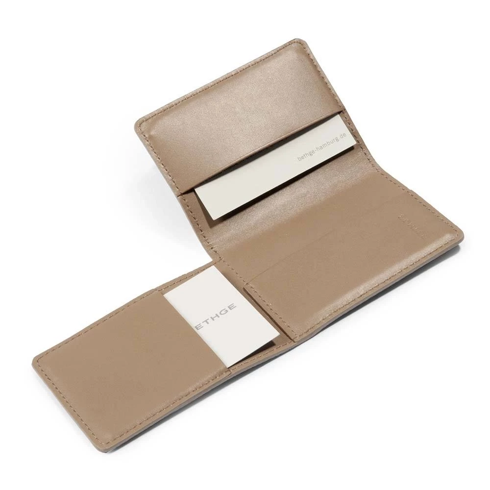 Credit card case Adri leather, 3-fold, 9.5 x 7.0 cm, taupe