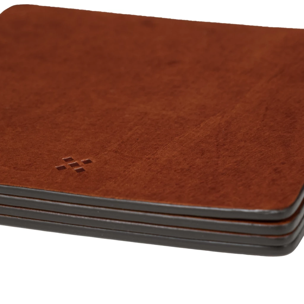 LEGENDÄR DRYNK Set of Coasters, leather, brown