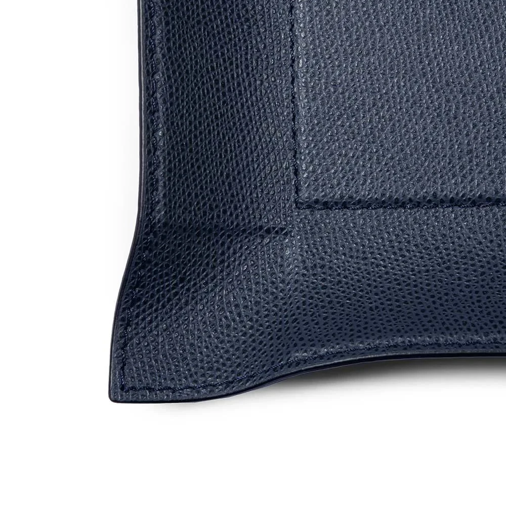 Valet tray square, leather, 15 x 15 cm, dark blue