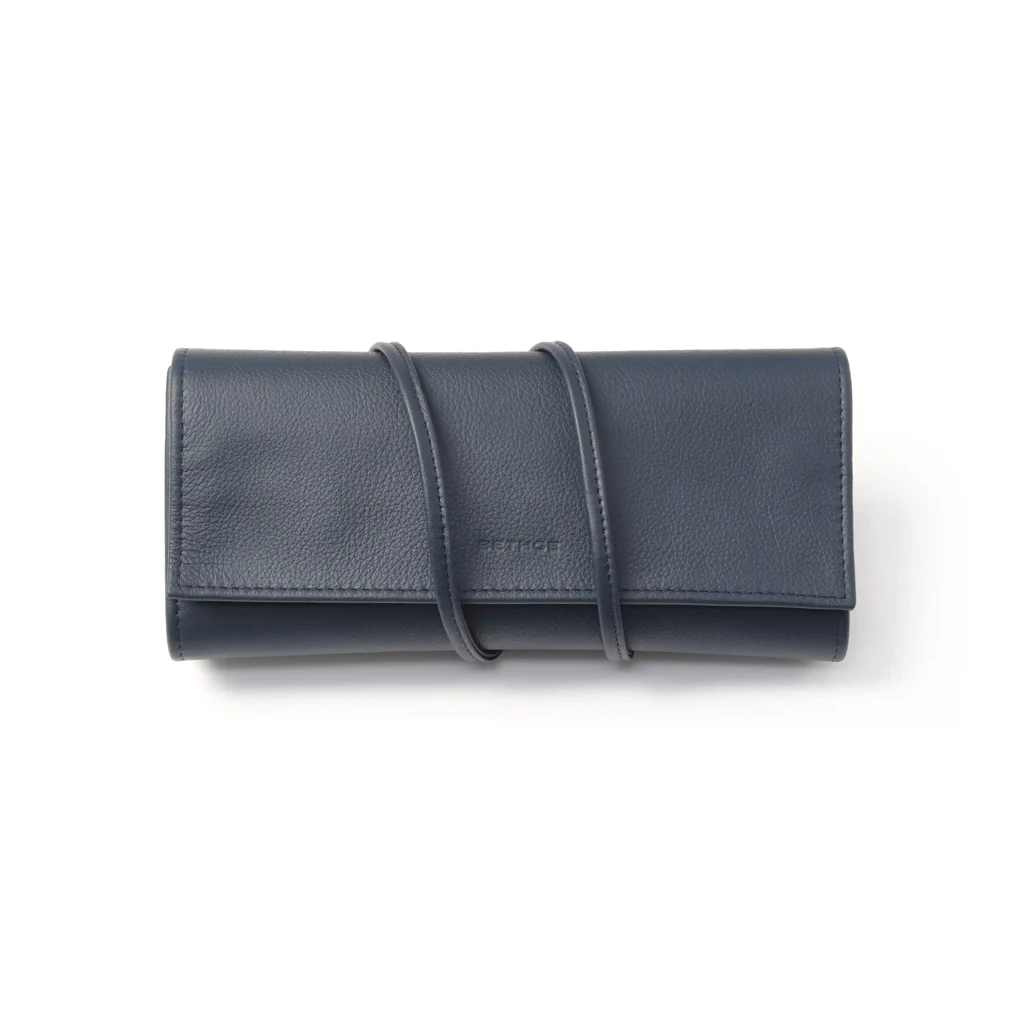 Jewellery roll, Collection 1977, leather, blue