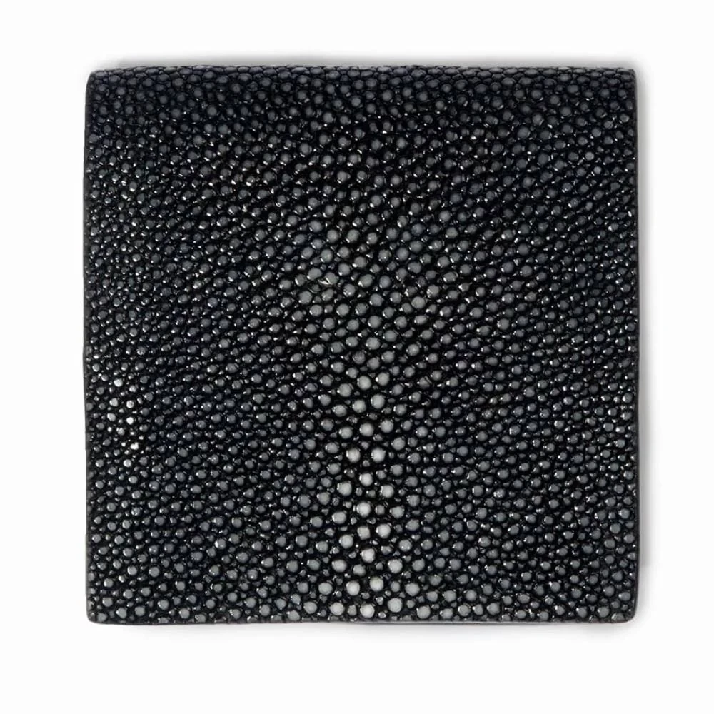 Coin purse Viennese box, shagreen leather, black