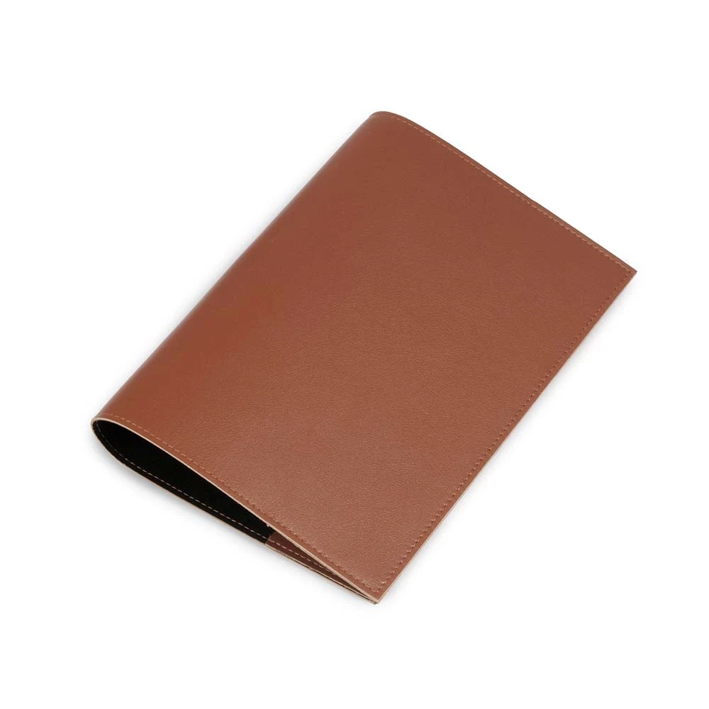 Book cover for DIN A5 books, smooth leather, brandy