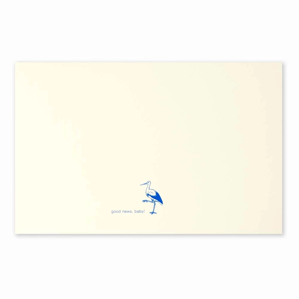 “Good News” Stork Greeting Card – Blue