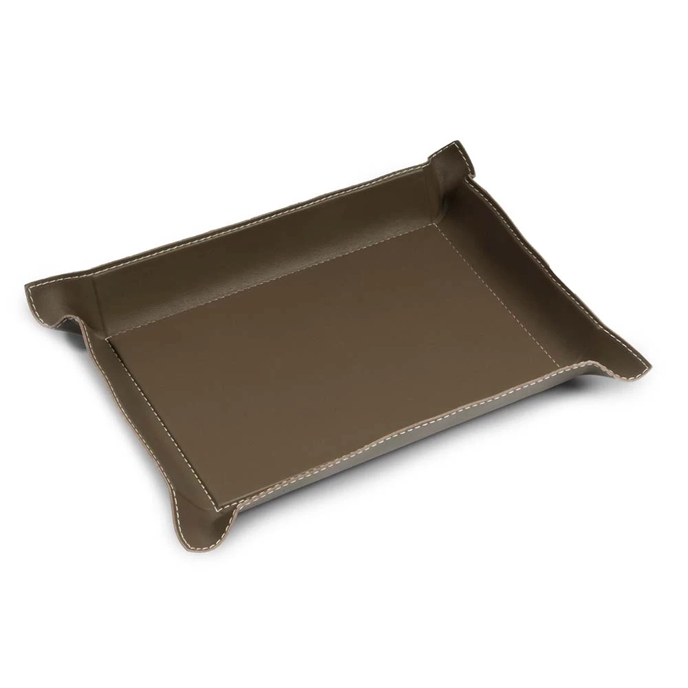Valet tray rectangular, leather, 32 x 24 cm, clay