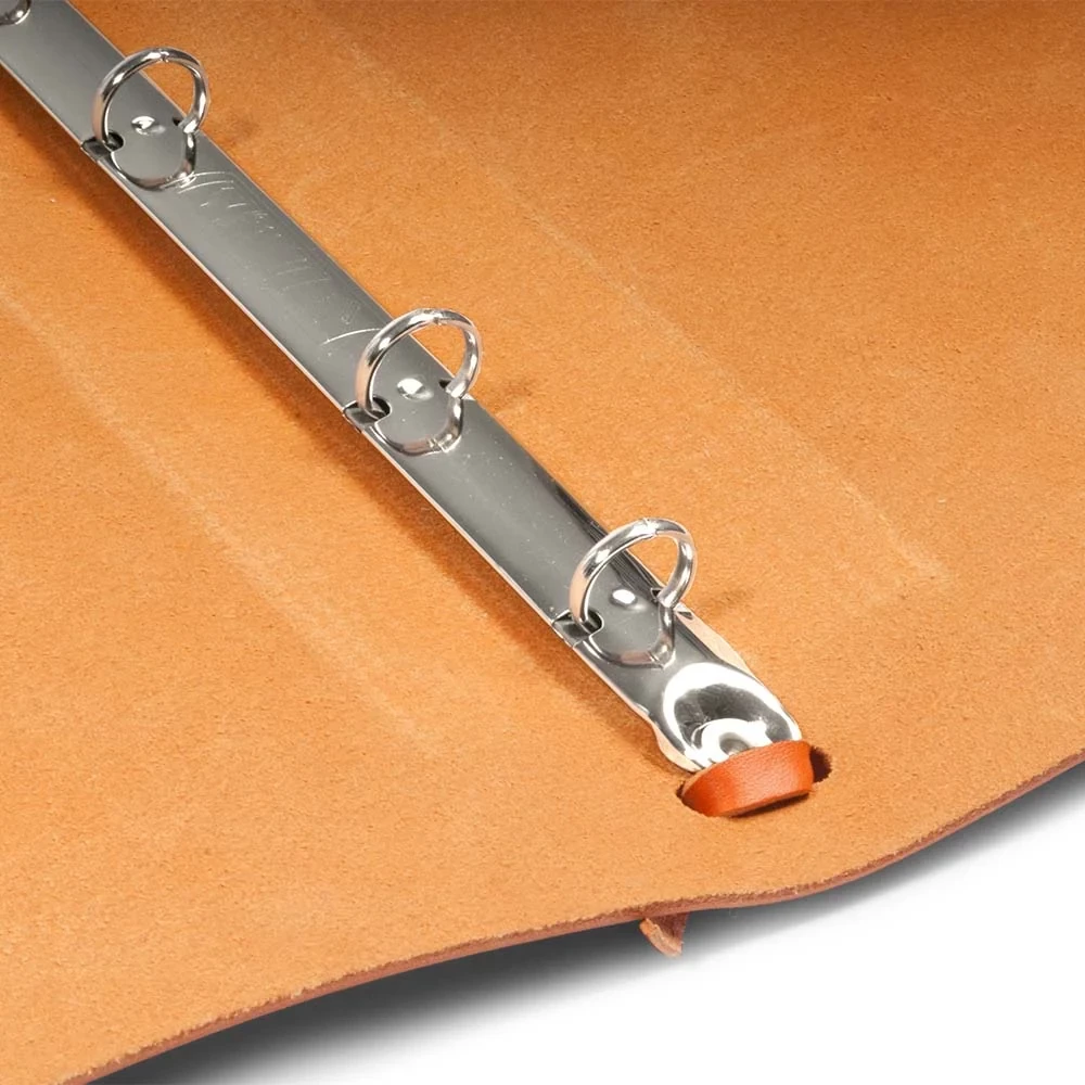 Ring Binder, A5, 4-ring mechanism, leather, orange