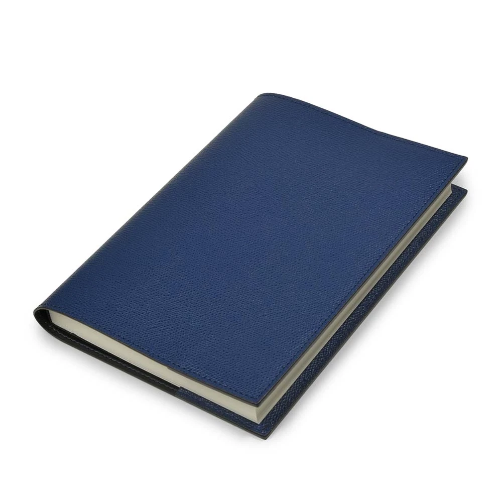 Book cover for DIN A5 books, leather, royal blue