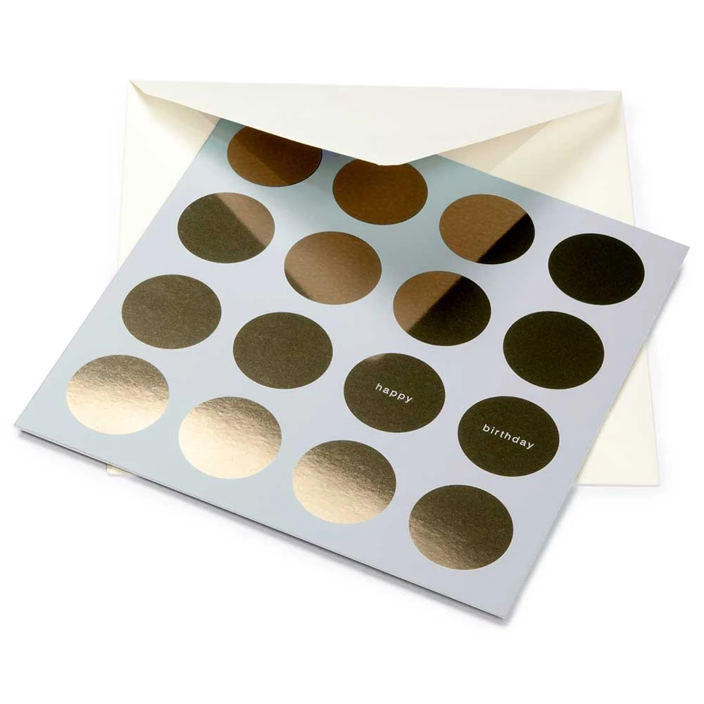 Greeting card dots happy birthday silver/blue