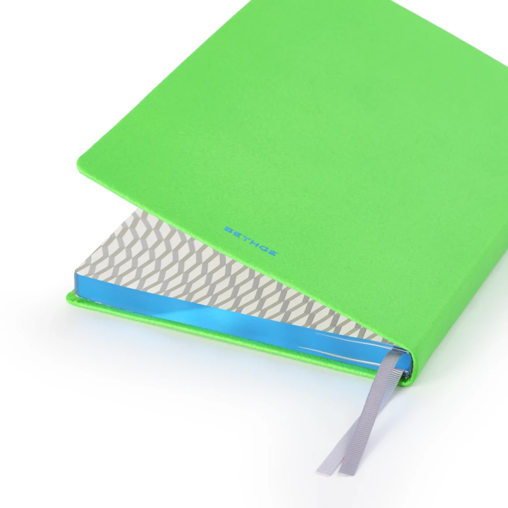 Notebook A5, leather, Glaring Green, ruled