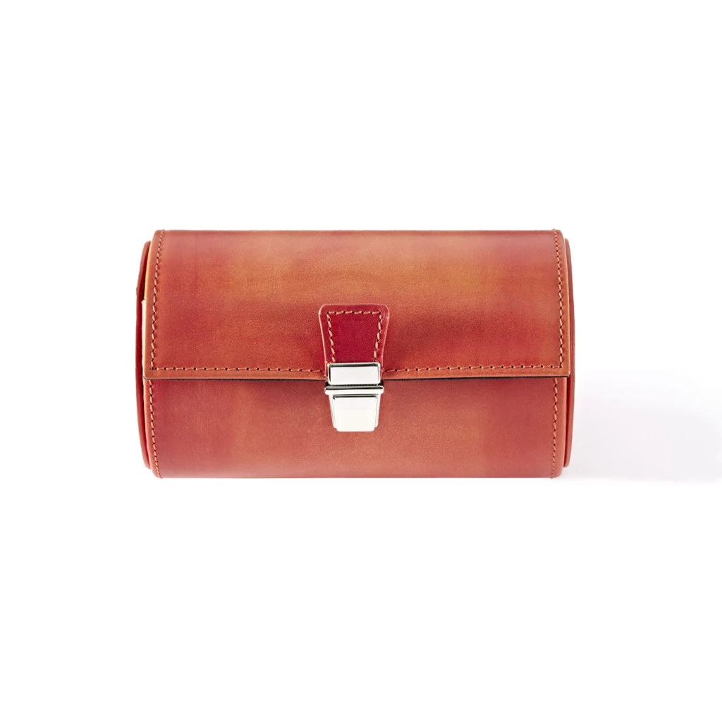 Watch Roll Case for 2 Watches  Porto Cervo, leather, orange