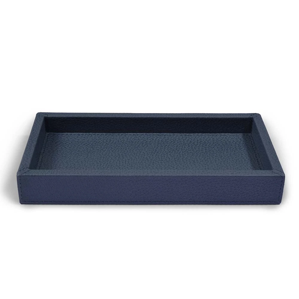 Leather tray, boar leather, 24 x 12 cm, dark blue