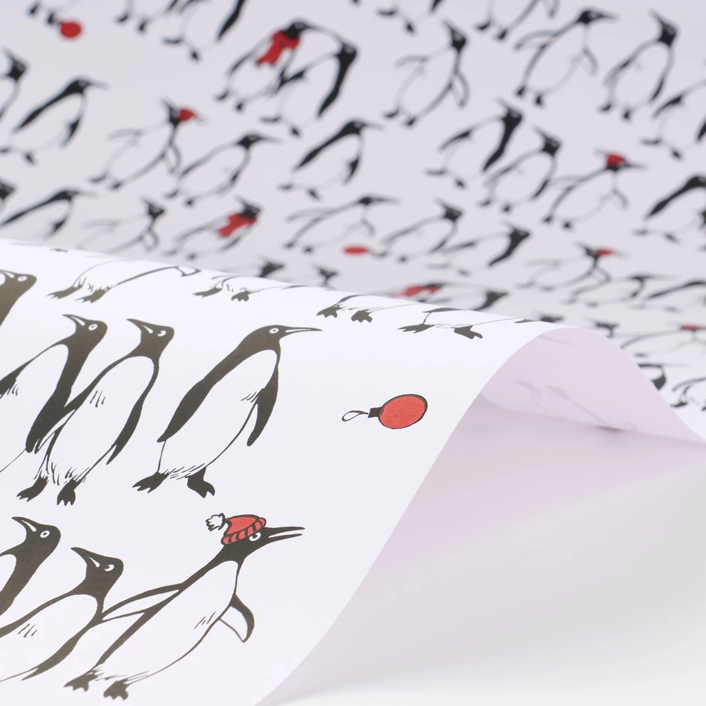 Wrapping paper xmas penguins 50 x 70 cm, 3 sheets