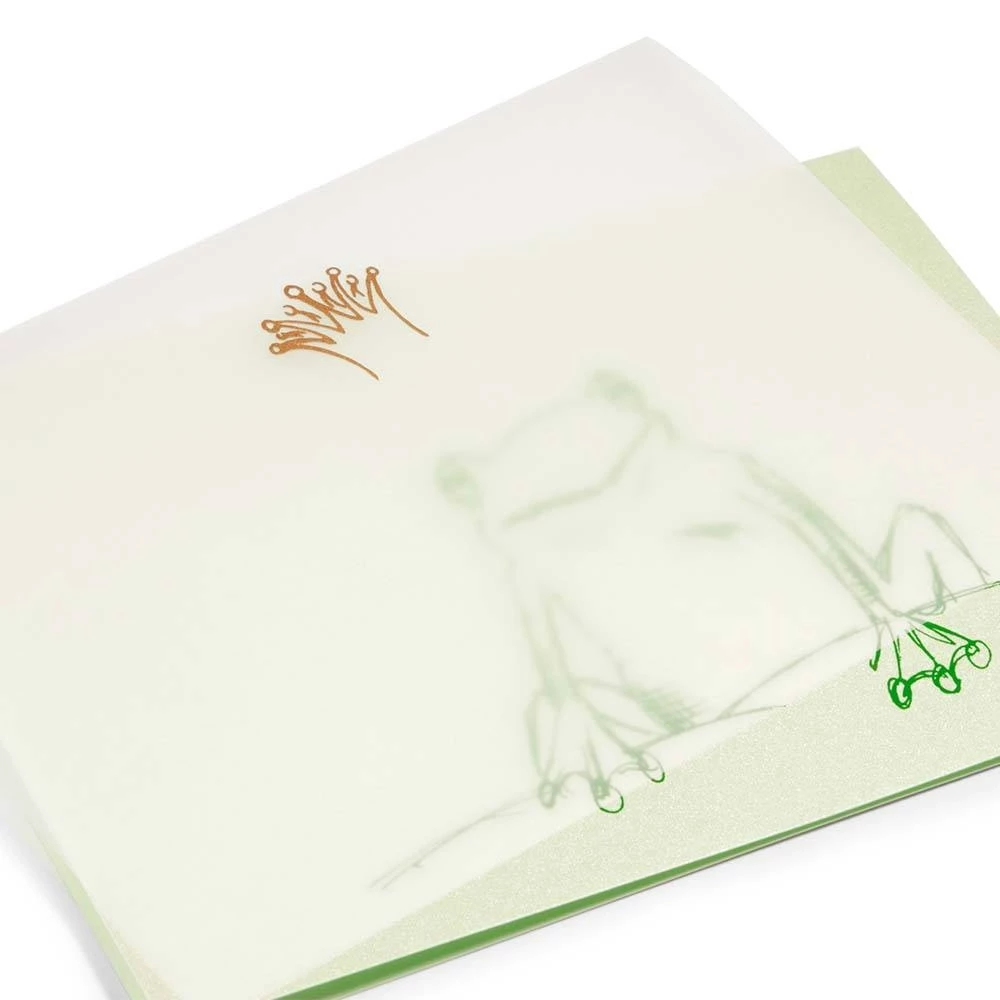 Greeting card frog king green  crown gold