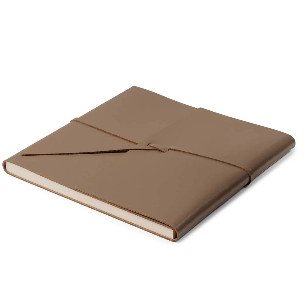 Guest Book with Cover, 96 pages, leather, 21x21 cm, latte
