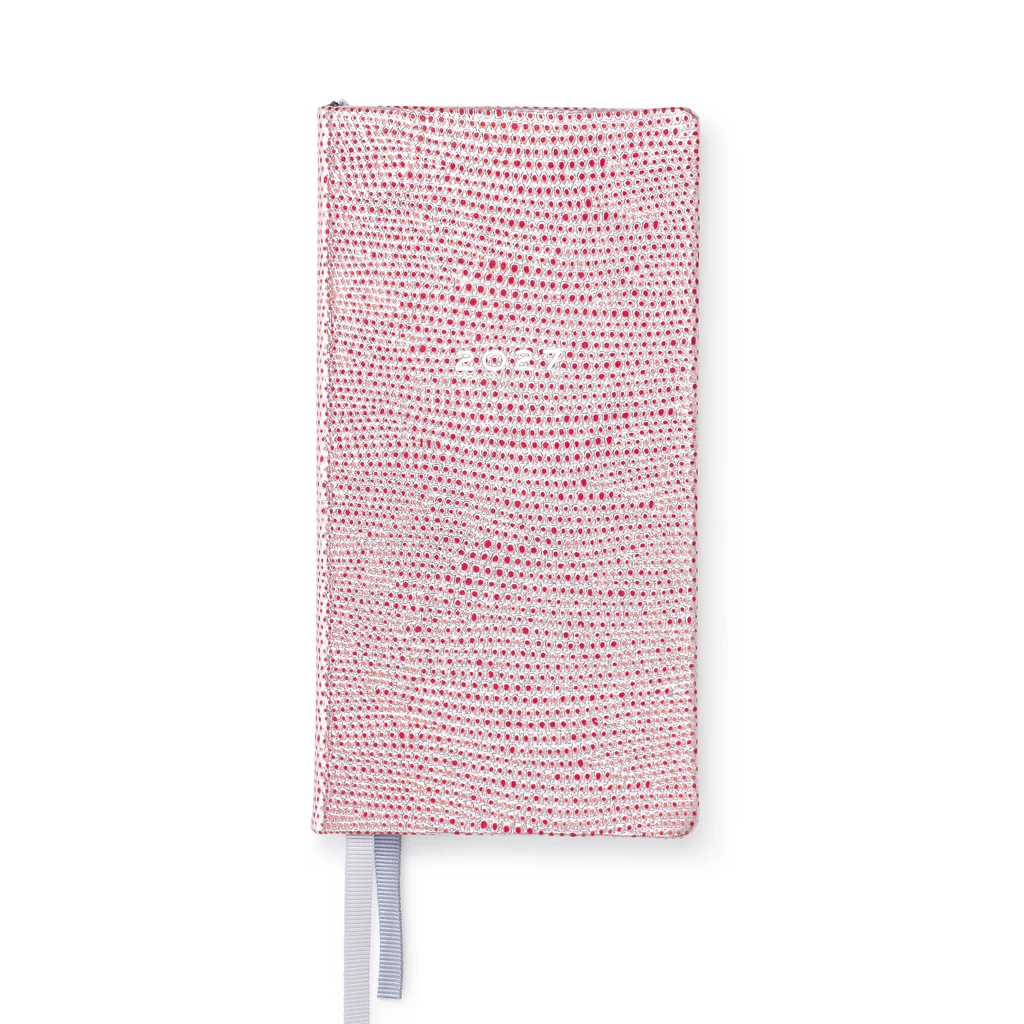 Pocket Datebook 2027 Silver Red Leather