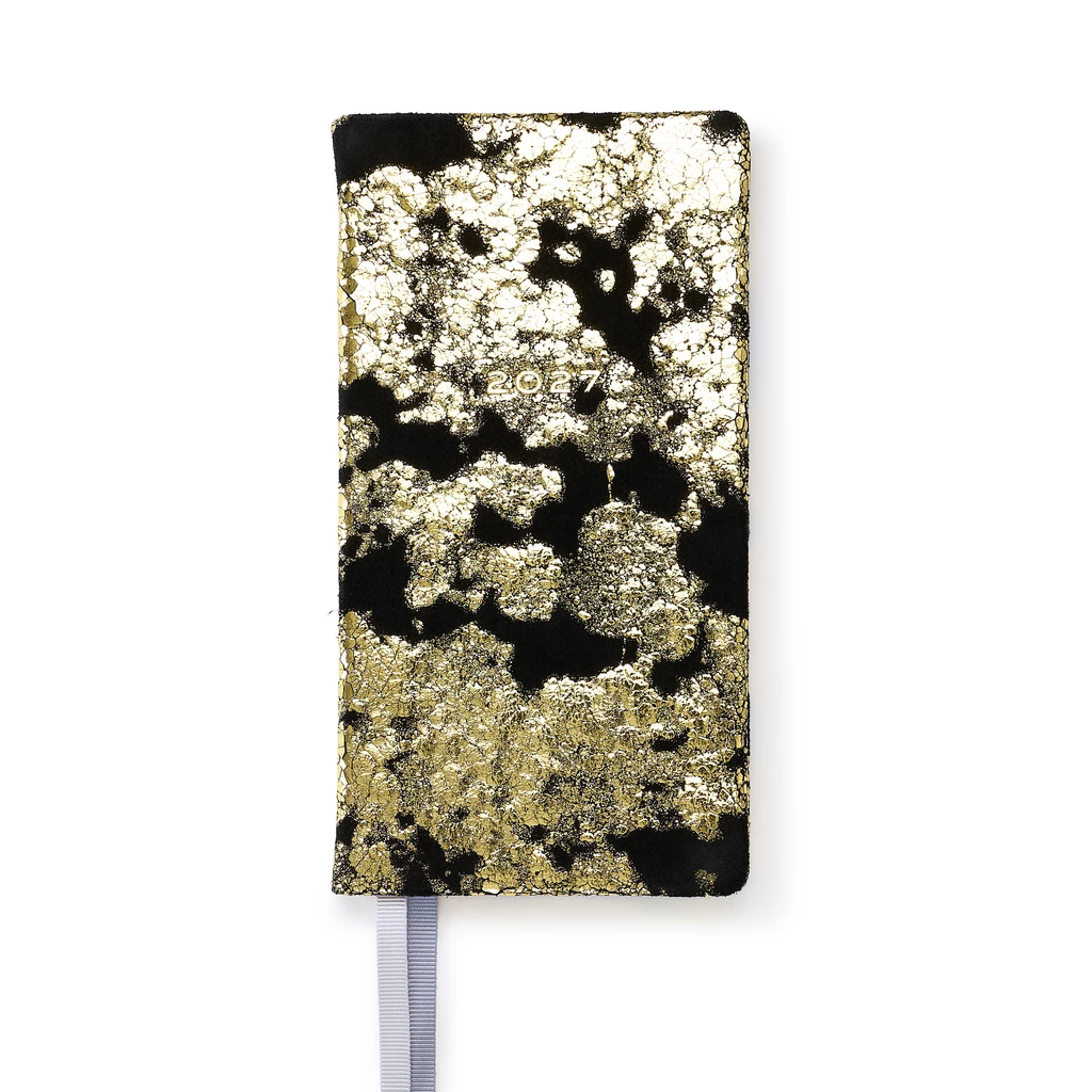 Pocket Datebook 2027 Black Gold Leather