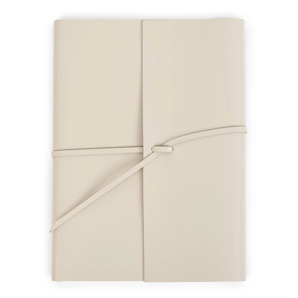 Notebook with Cover, 96 pages, leather, A4, cream
