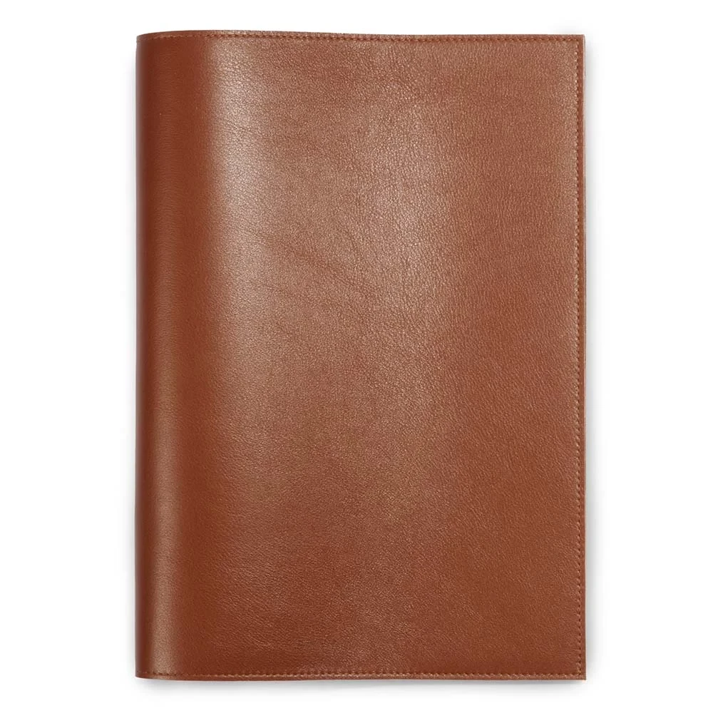 Book cover for DIN A4 books, smooth leather, brandy