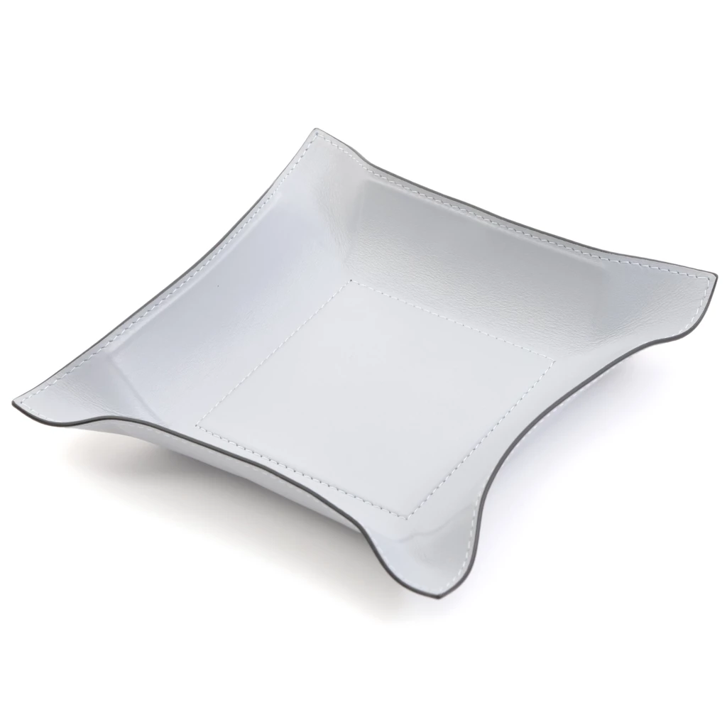 Valet tray square, nappa leather, 20 x 20 cm, ice blue