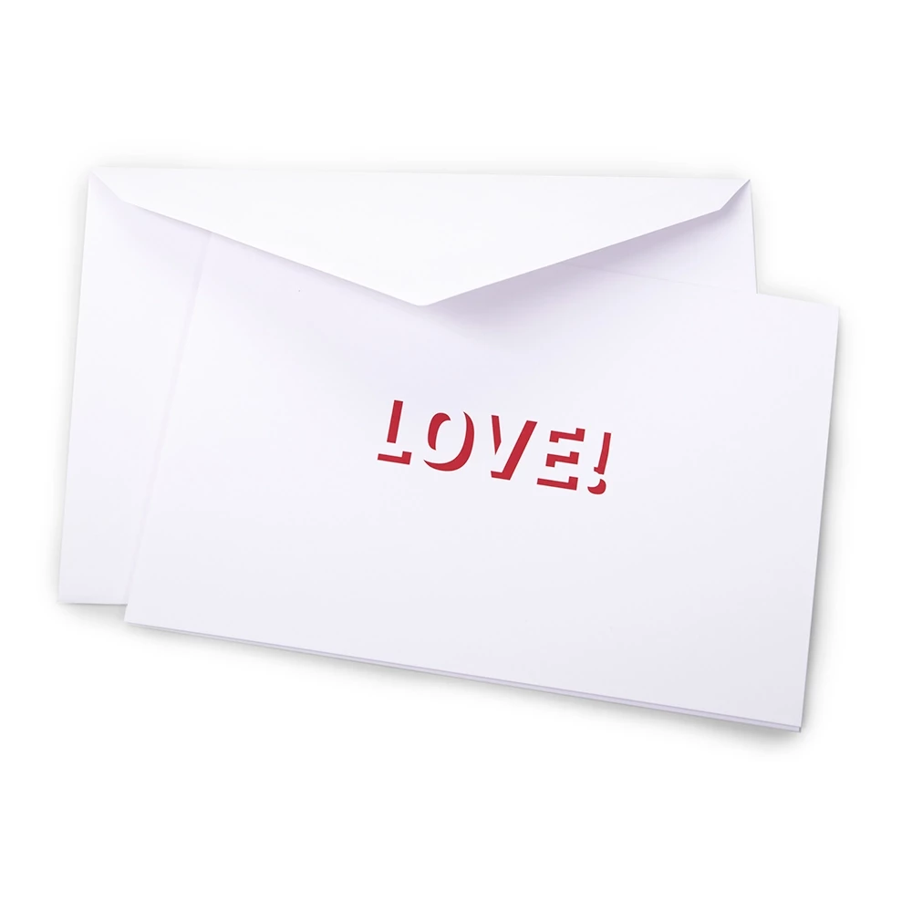 Greeting card love silhouette  red on white A5