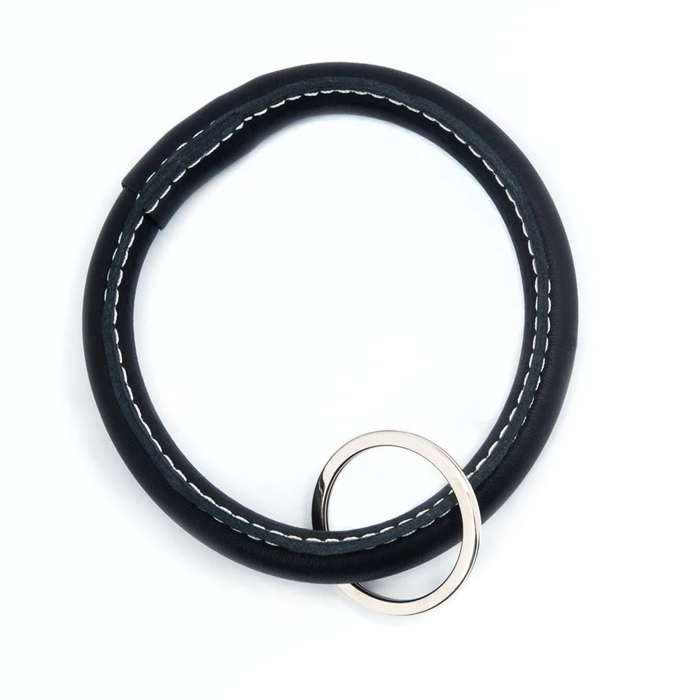 Key Ring, leather, round, black