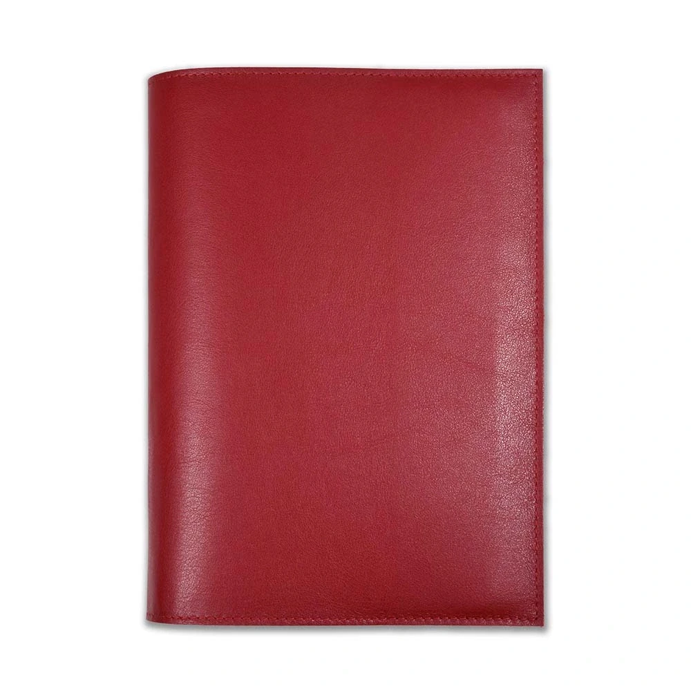 Book cover for DIN A5 books, smooth leather, dark red