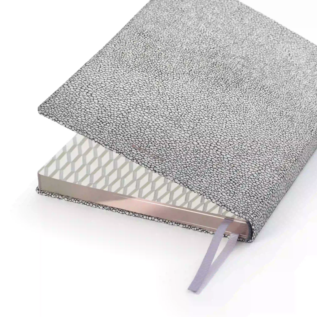 Notebook A5, leather, Silver, ruled
