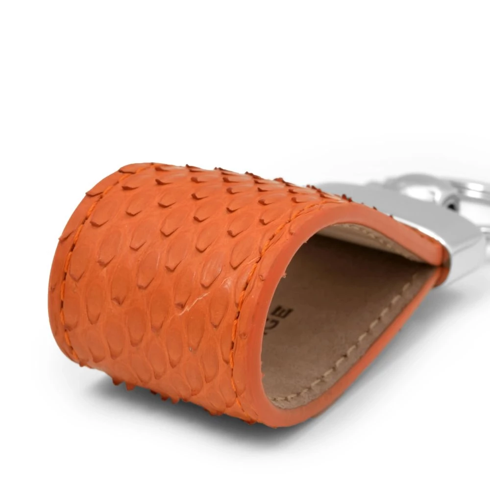 Key Ring, python leather, orange