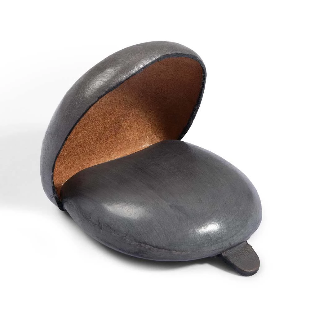 Coin Tray Change Wallet, leather, horseshoe, grey