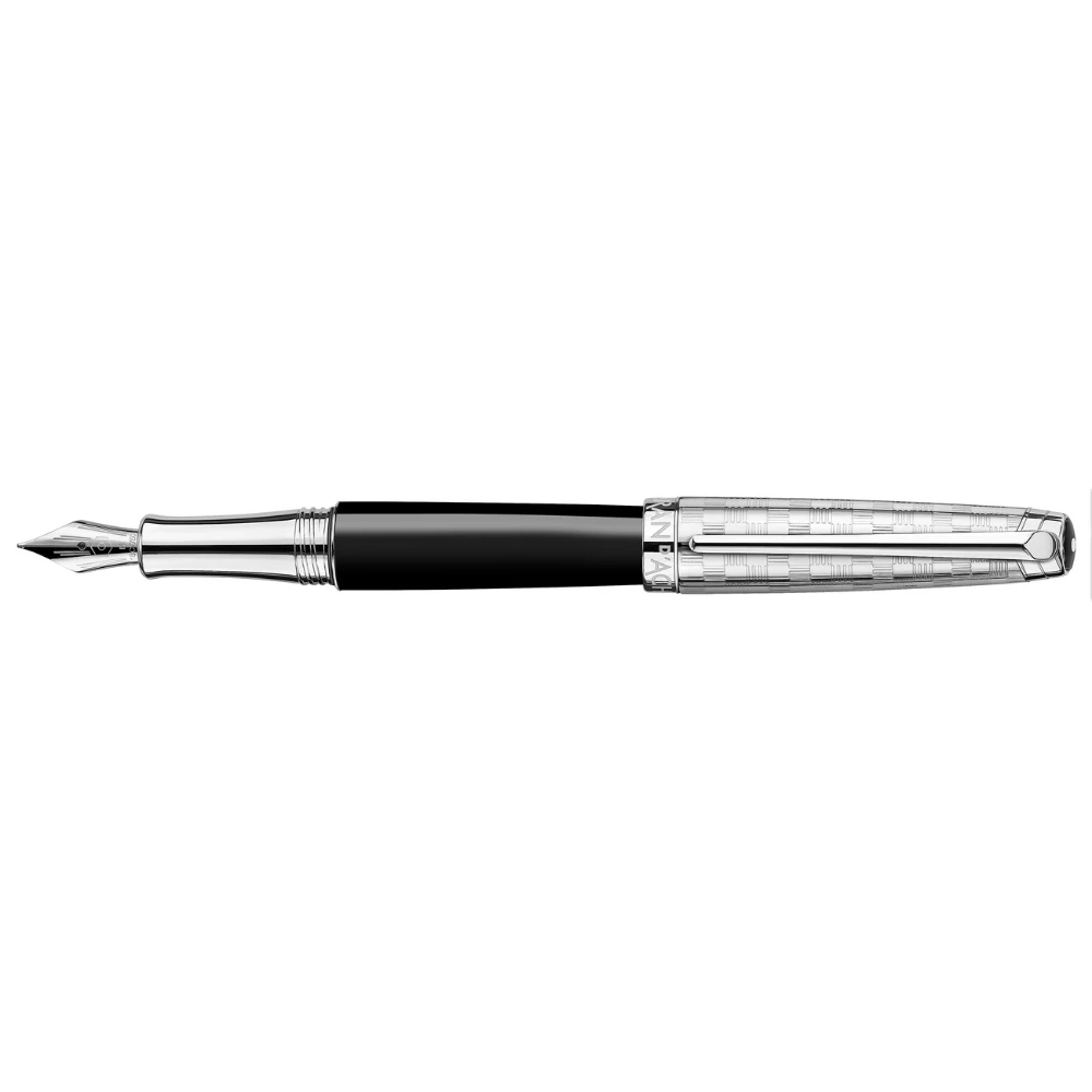 Caran d'Ache - Léman Damier - Set - Fountain Pen - Case - Silver - Black  - B