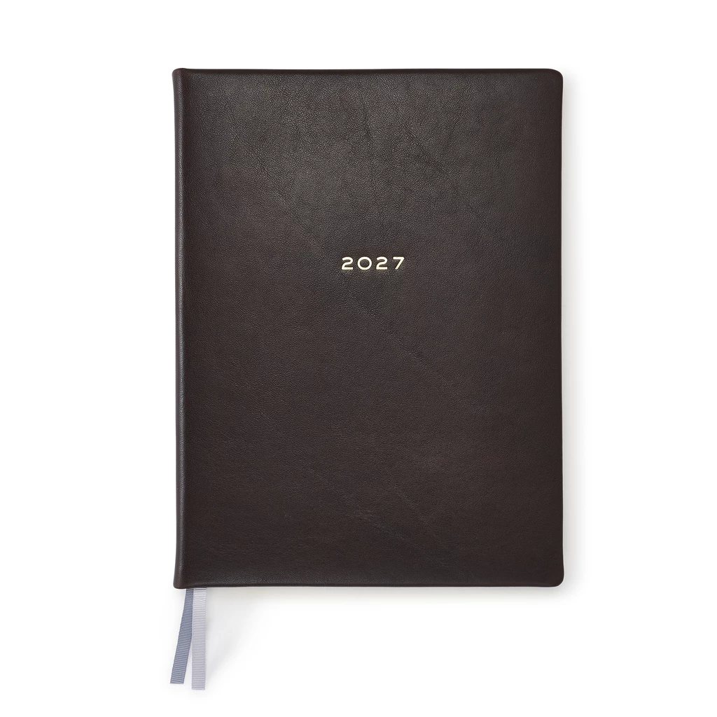 Weekly Planner 2027 Verona Brown Cowhide Leather