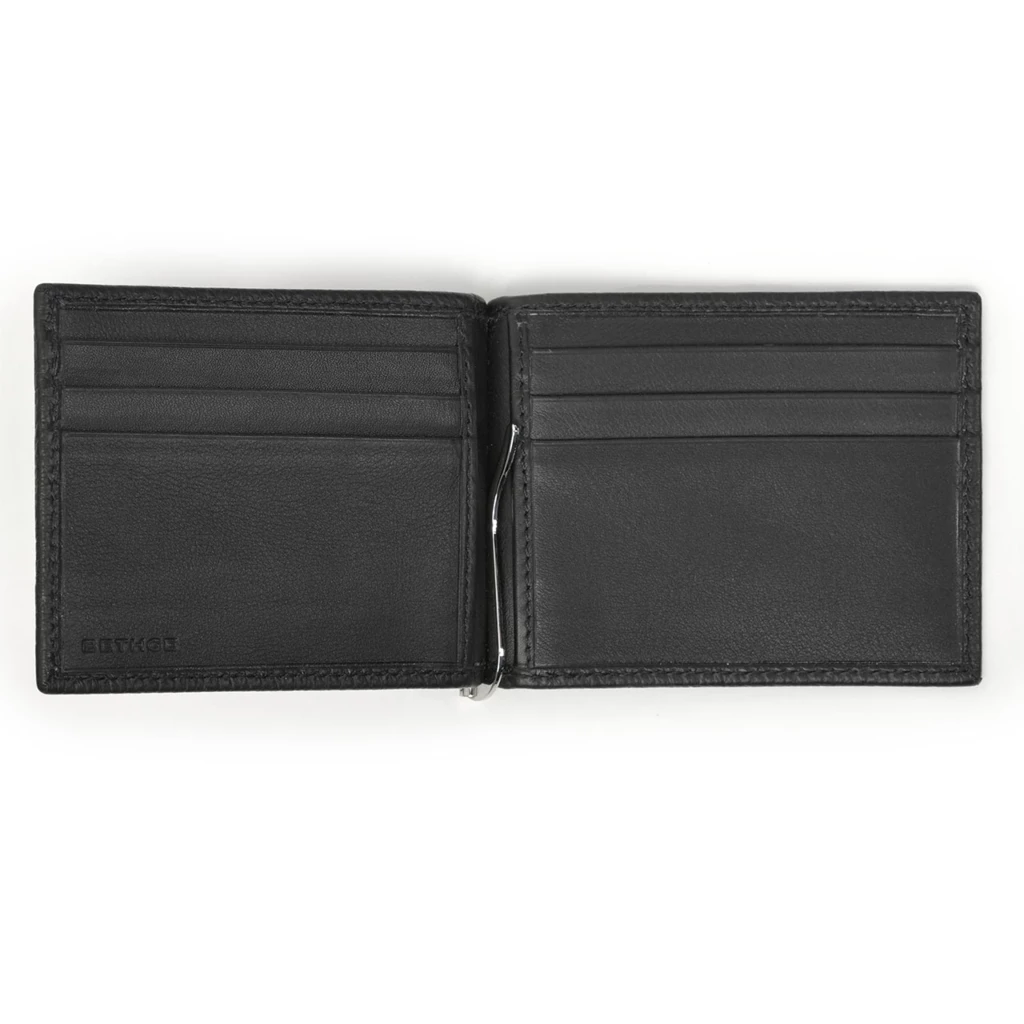 Card Wallet with Money Clip Adri, 6 cc, leather, black
