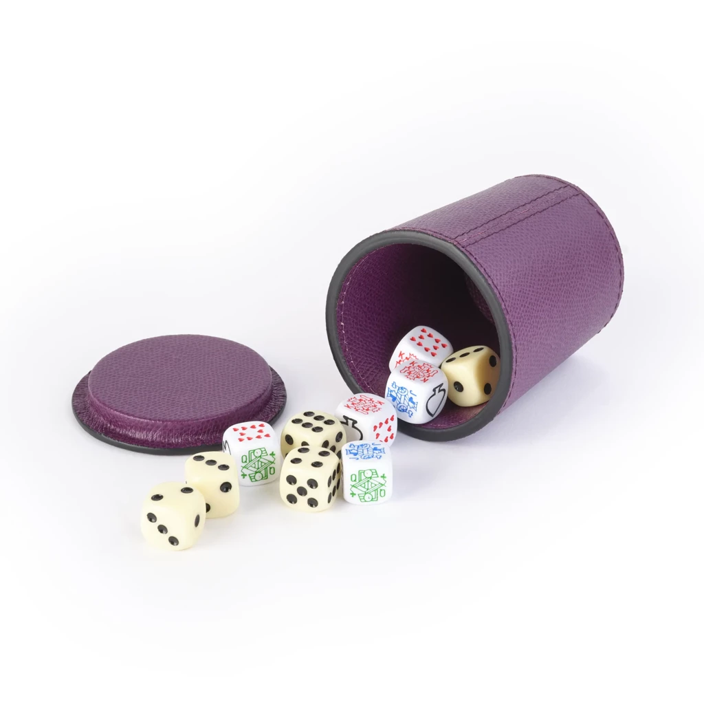 Dice Cup Shaker, leather, purple