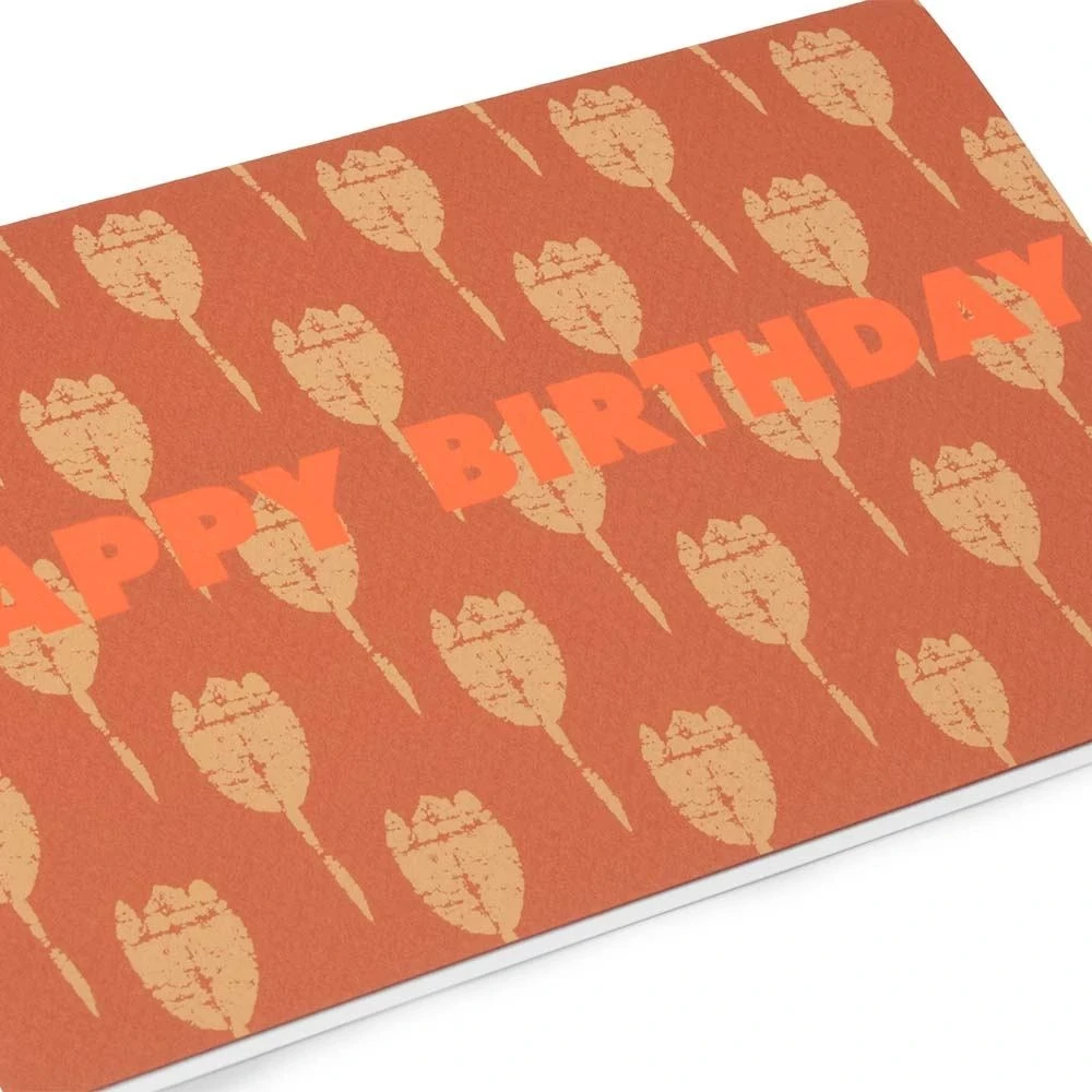 grusskarte_geburtstag_tulpenfeld_orange_1 Greeting card birthday tulip field orange