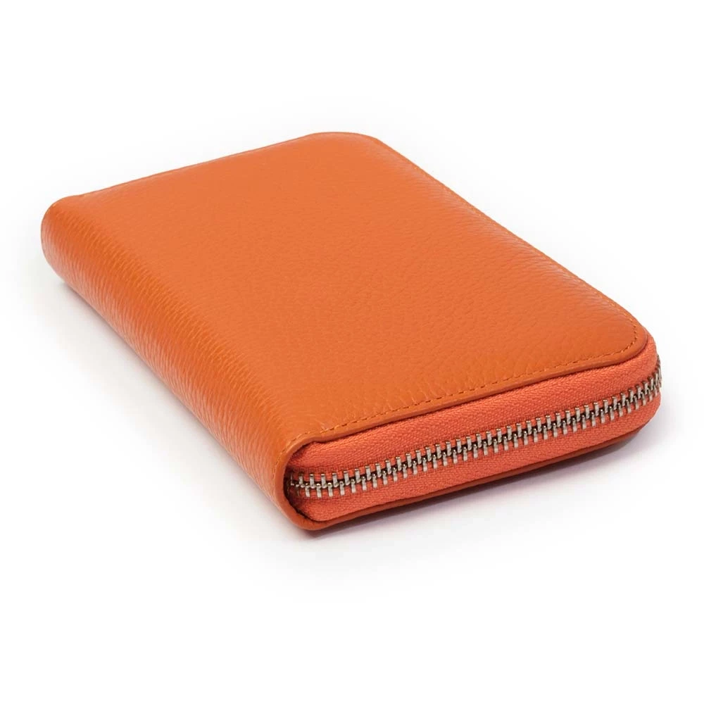 Wallet with Zip Adri, leather, large, orange