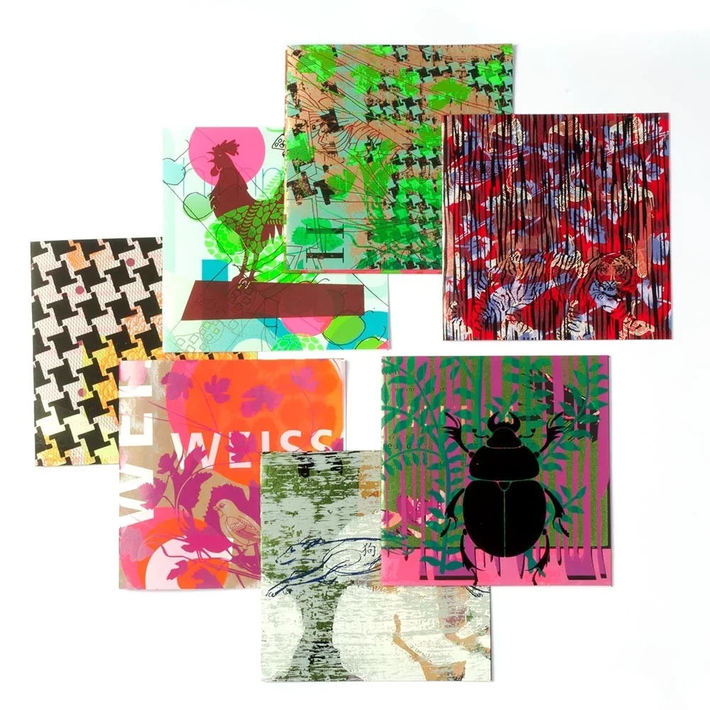 Greeting card set Kunstkasten with 8 screen-printed folding cards