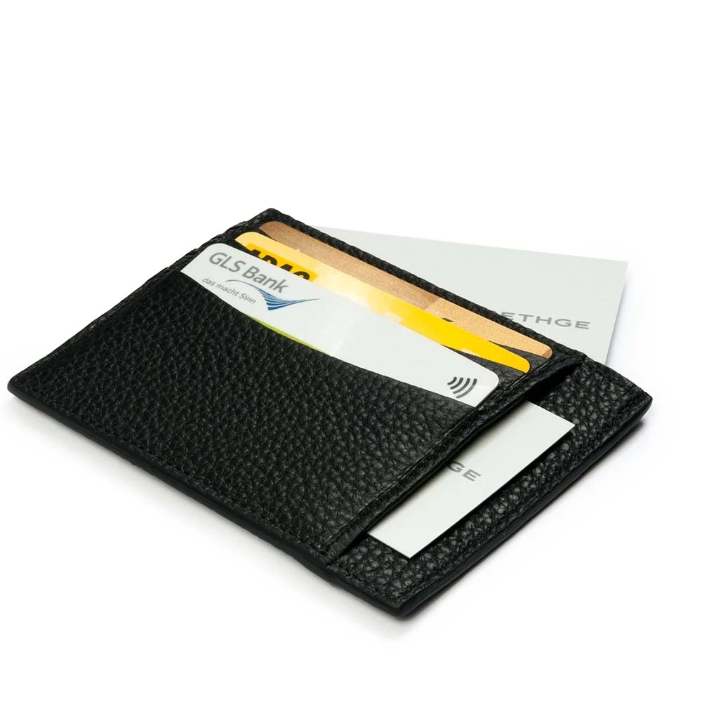 Card Wallet Adri, 8 cc, leather, flat, black