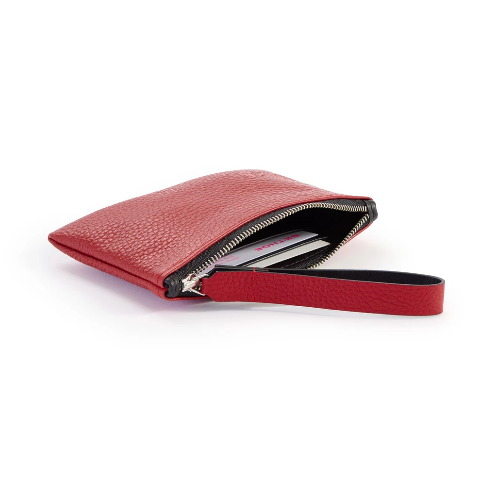 Bethge - Clutch Adri - Leather - Pouch - Zip - dark red