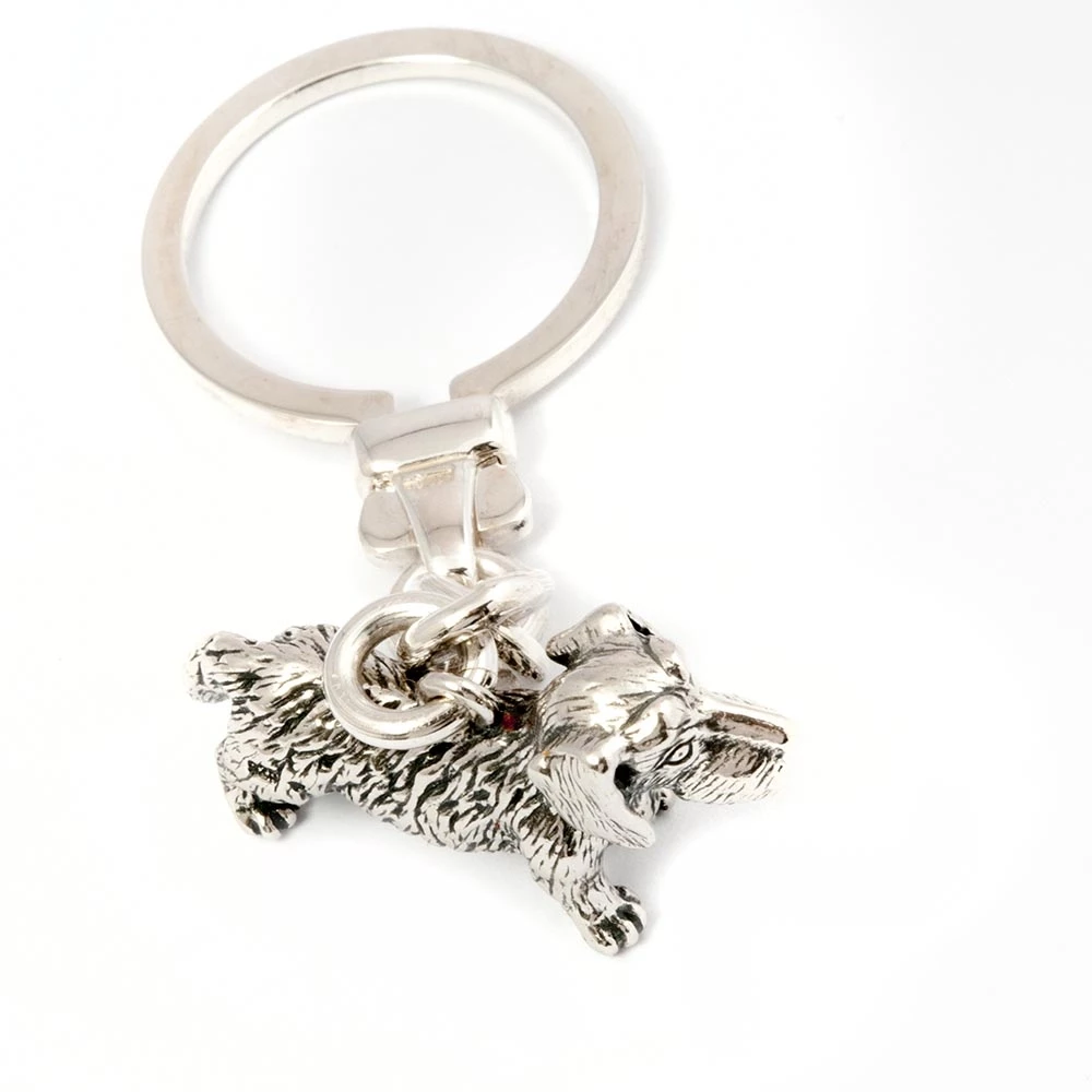 Key chain Dachshund, 925 sterling silver