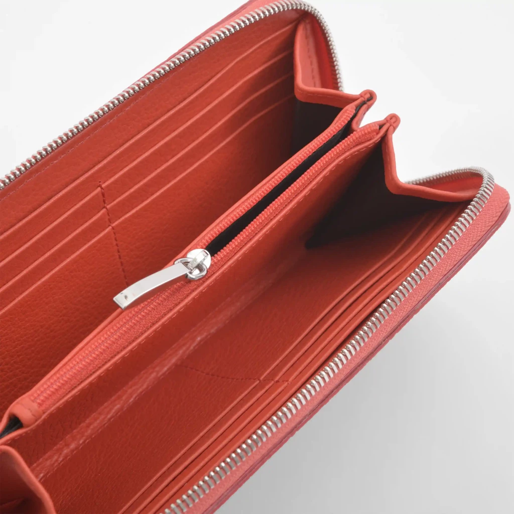 Wallet with Zip, stingray leather, large, coral