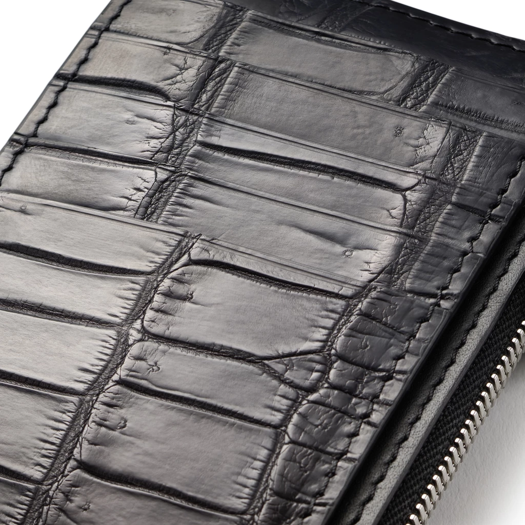 Card Holder with Key Ring, Alligator Leather