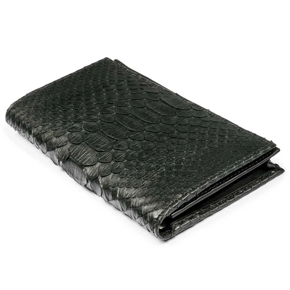 Wallet Double with Coin Pocket, python leather, black