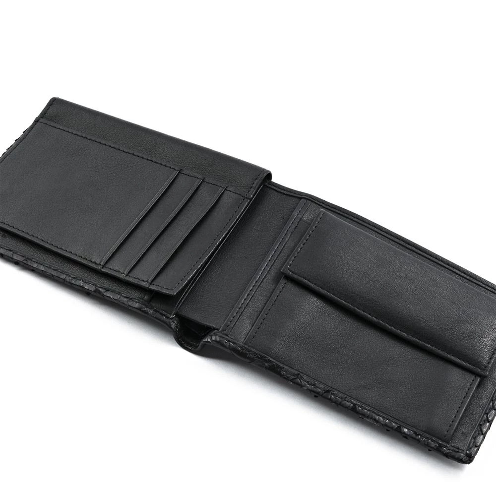 Wallet with Coin Pocket, python leather, wide, brown