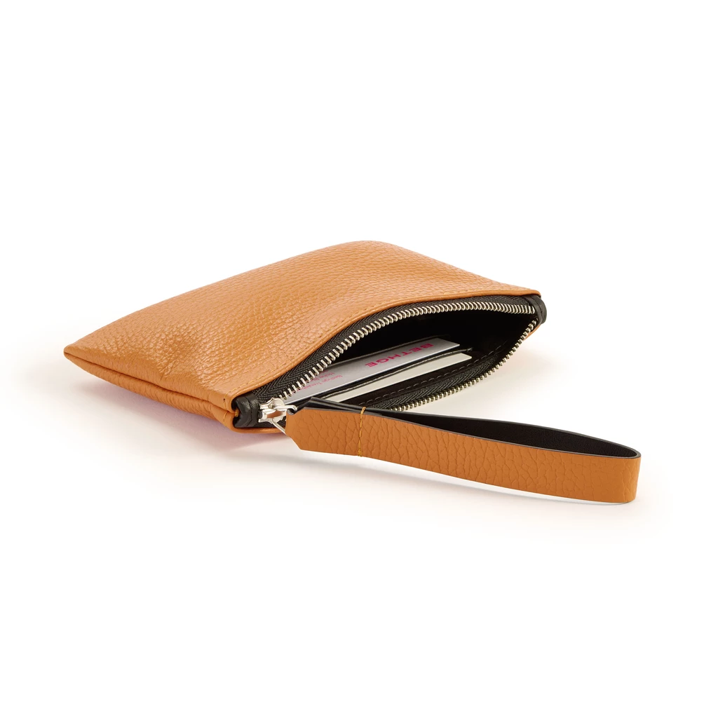 Bethge - Clutch Adri - Leather - Pouch - Zip - orange