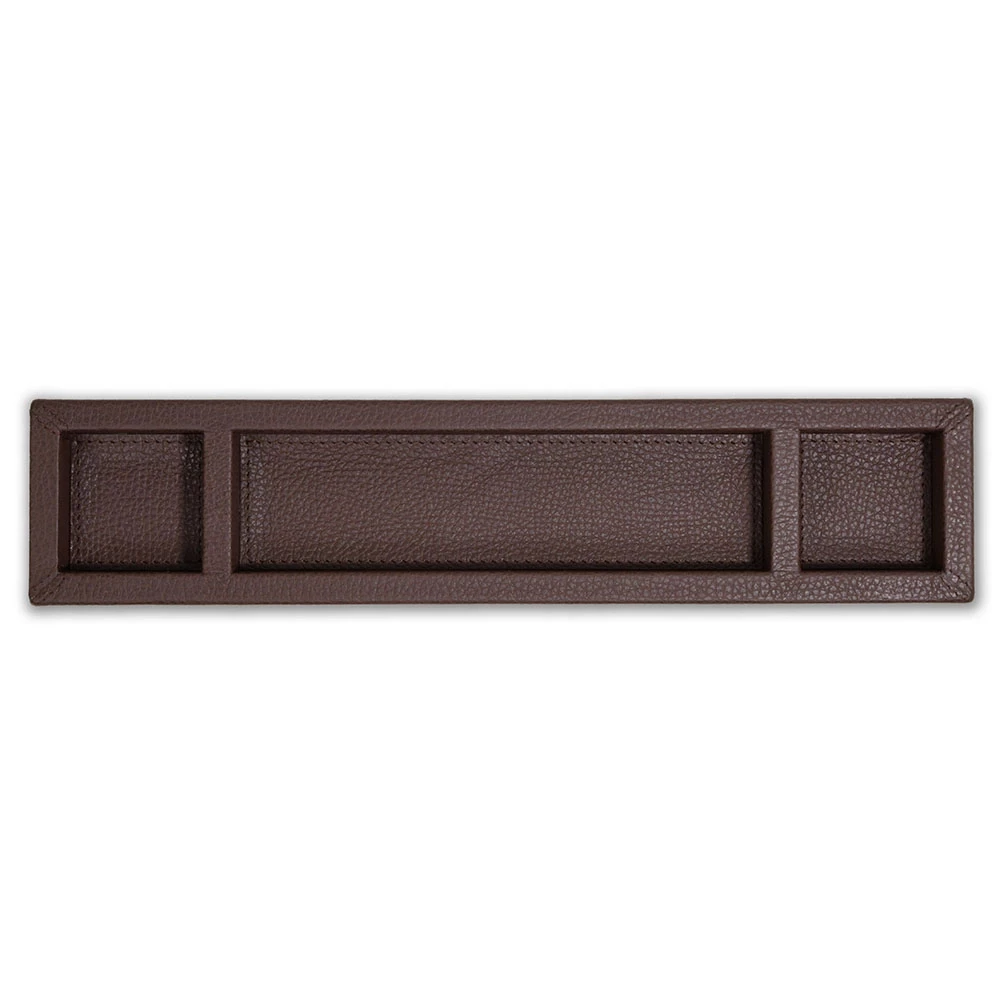 Pen Tray with 3 Compartments,  buckskin faux leather