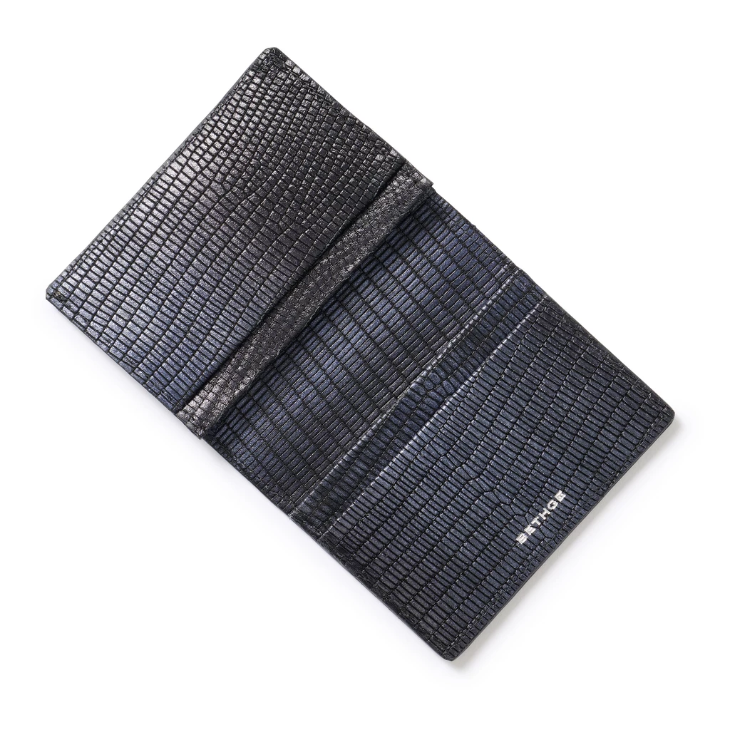 Folded Leather Card Holder – 3 Card Slots, Blue Moon