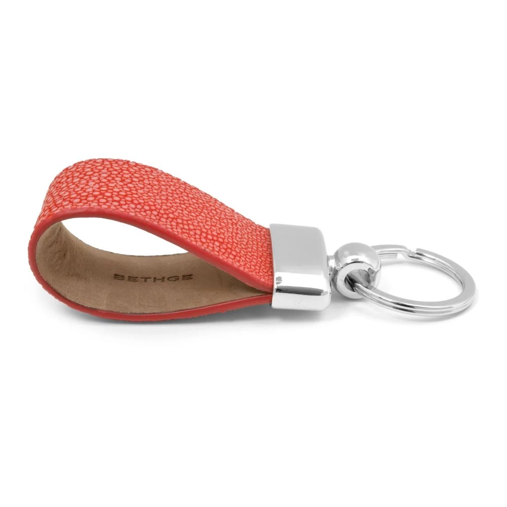 Key Ring, stingray leather, coral