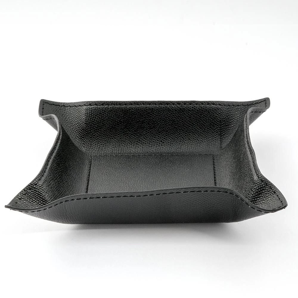 Valet tray square, leather, 20 x 20 cm, black