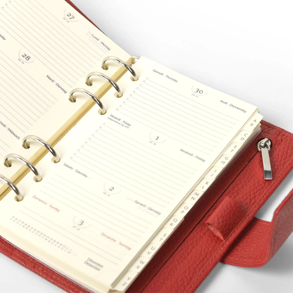 Daily Planner Adri, leather, dark red