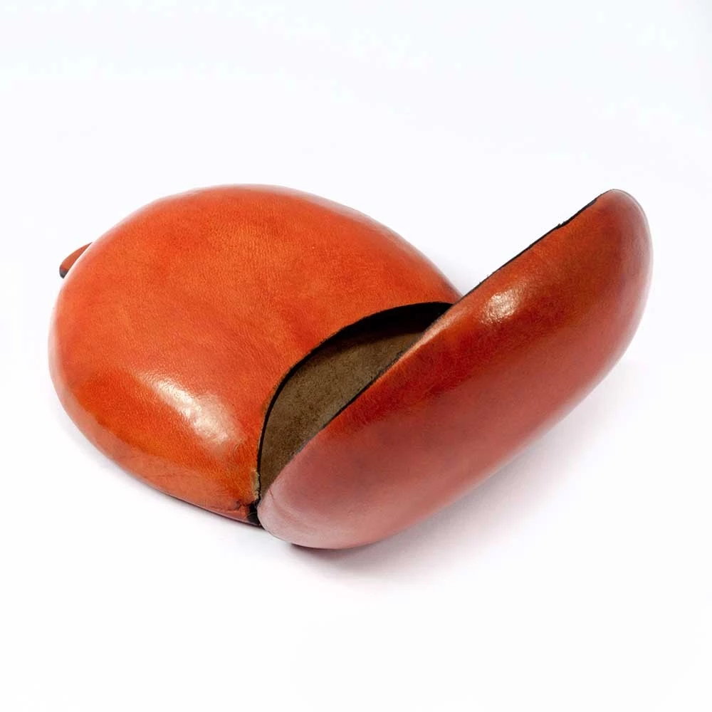Coin Tray Change Wallet, leather, horseshoe, orange