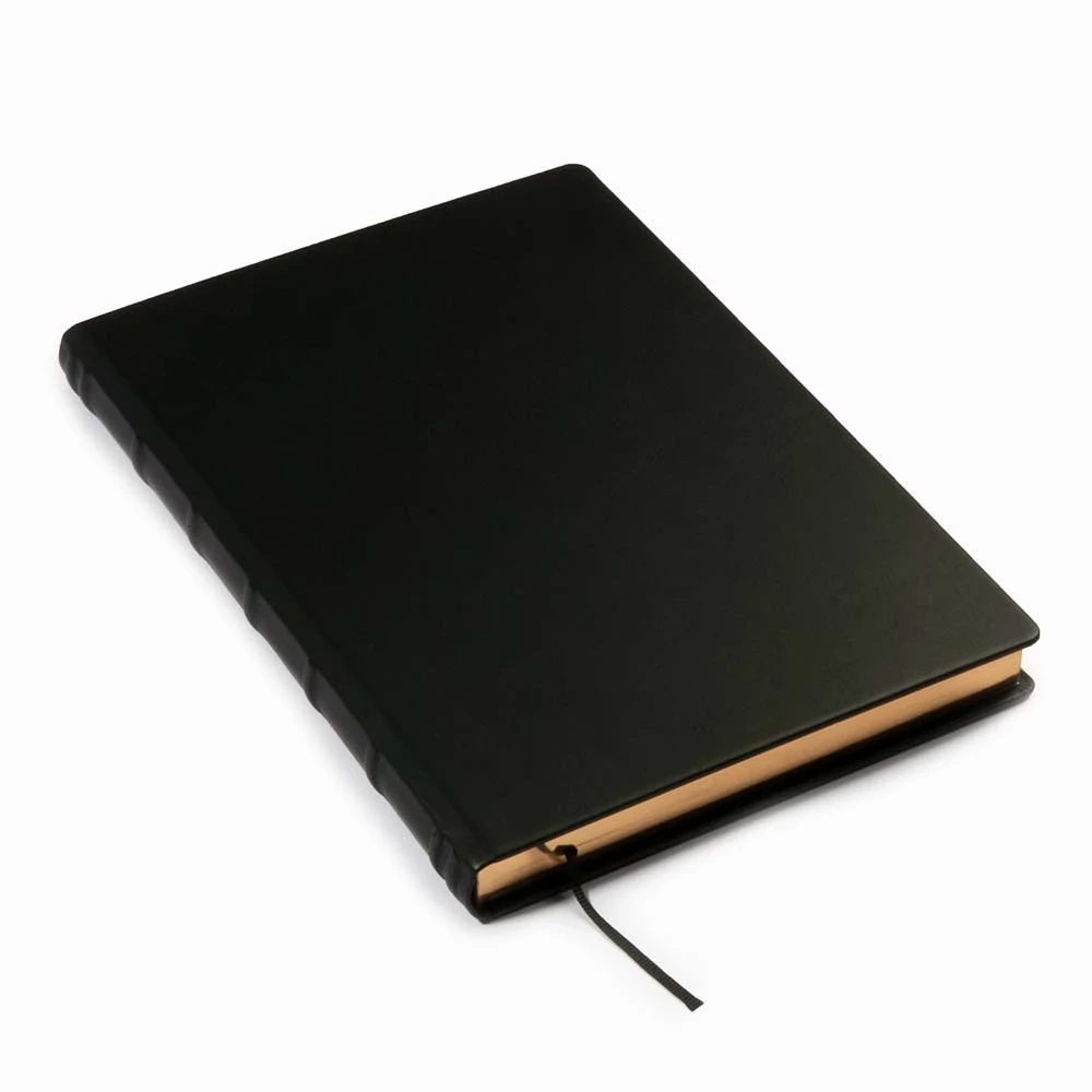 Guest Book with Gilt Edges, 144 pages, leather, A4, black